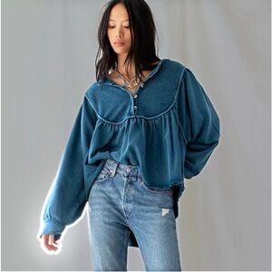 Free People About A Girl Pullover - Color Riptide, Size Medium